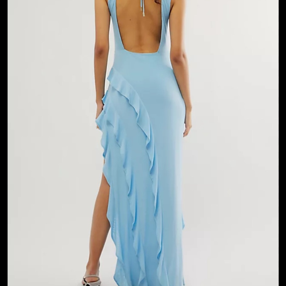 AFRM Light Blue Asymmetrical Ruffle Dress - Picture 5 of 5